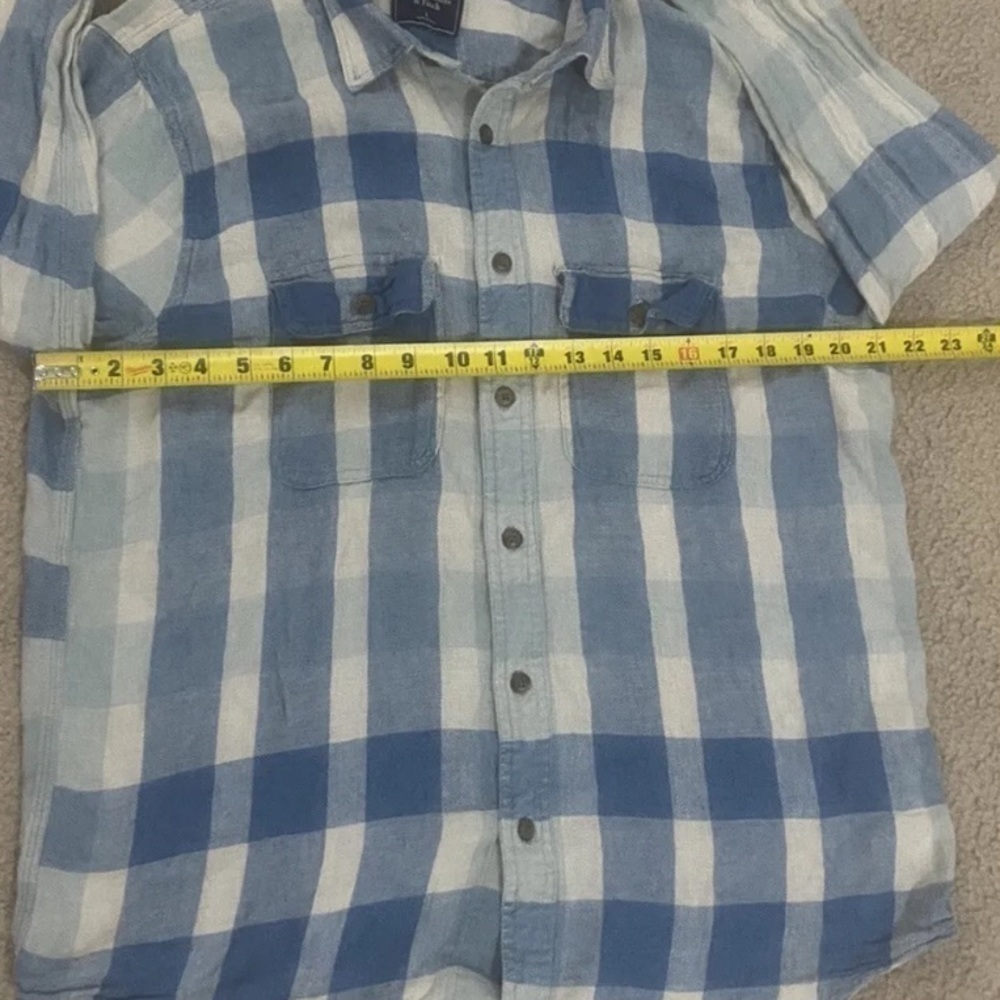 Abercrombie & Fitch Men’s Large Relaxed Fit Linen Blend Long Sleeve Button Down - Picture 6 of 7